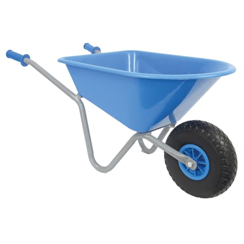 Matrix Kinderschubkarre hohe Qualität 40kg Schubkarre Kinder blau Garten Spielzeug Vollgummirad | Kinder ab 3 | belastbar bis 40kg | leicht, sicher & stabil | einteiliger Rahmen | 20l Mulde von MATRIX