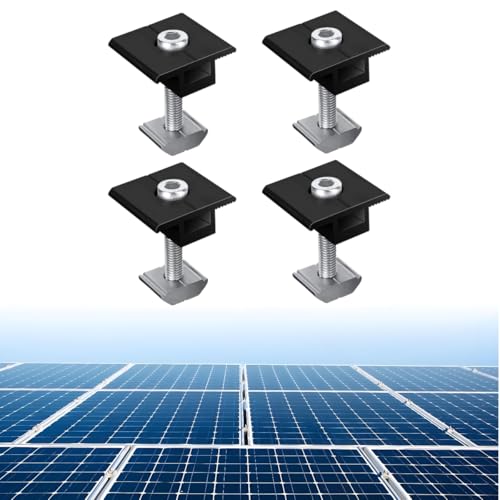 Mittelklemme 30mm, 4 Stück Verstellbare Solarpanel Verbinder, Aluminium Solarmodul Halterung für Photovoltaik-Montage, Robuste PV Modulklemmen für Sichere Befestigung von Solarpanels von MATSOONY