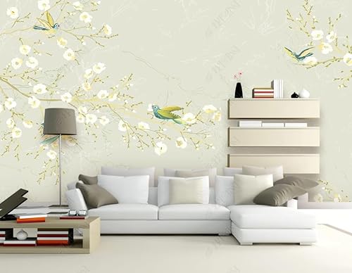 Fototapete 3D Effekt 3D Tapete Vögel, Blumen Bäume Modern Modern Wohnzimmer Schlafzimmer Wandtapete Motivtapeten Vlies Tapete 350Cm(W)*256Cm(H) von MATUDA