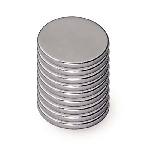 MAUL Neodym-Scheibenmagnet – flacher Magnet mit hoher Haftkraft für einen vielseitigen Einsatz – Magnet rund mit elegantem und modernem Design – Ø 10 x 1 mm – 10er Pack – hellsilber von Maul