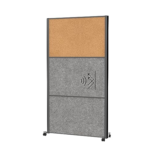 MAUL Trennwand Akustik MAULconnecto 180x100cm | Raumteiler für Büro und Schreibtisch | Freistehender Raumtrenner mit Rollen | Ideal als Sichtschutz und Schallschutz |Akustikvlies + Pinnboard Kork von MAUL