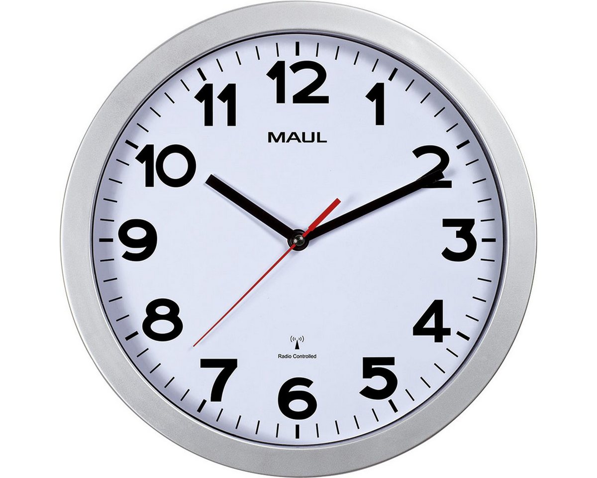 MAUL Uhr MAUL Wanduhr/Funkuhr MAULstep, Durchmesser: 300 mm, silber von MAUL