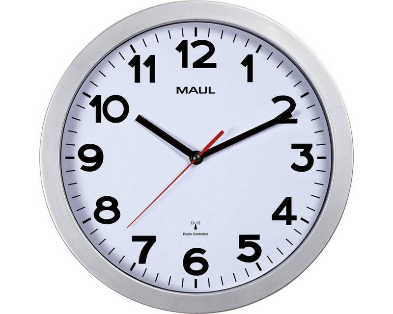 MAUL Uhr MAUL Wanduhr/Funkuhr MAULstep, Durchmesser: 300 mm, silber von MAUL