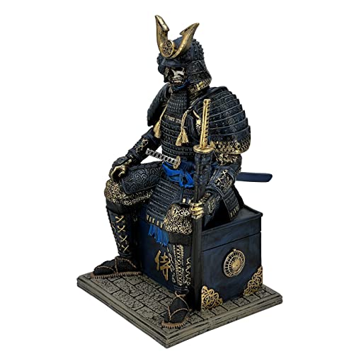 MAUNDEN Mittelalterlicher antiker Samurai Untoter Krieger Harz Statue Ornament Figur Handwerk für Zuhause Wohnzimmer Veranda Dekoration Büro Schreibtisch Desktop Tisch Arrangement Geschenk (Blue Glod) von MAUNDEN