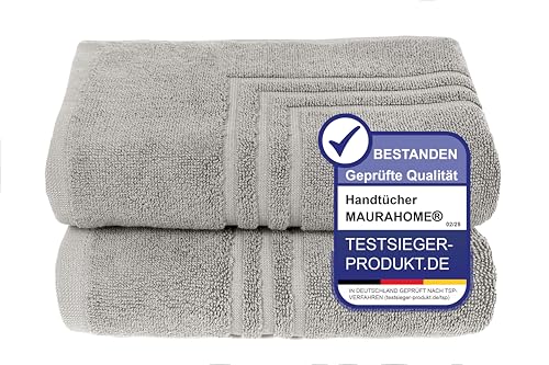 MAURAHOME - 2er Pack Badvorleger, Frottee Duschvorleger, 100% Baumwolle Badematte 50x70cm, Badteppich Grau, Badvorleger rutschfest Waschbar, Badezimmerteppich, Schnelltrocknend Duschvorleger von MAURAHOME