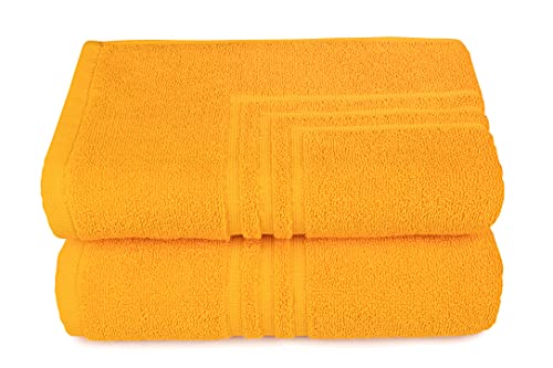 MAURAHOME - 2er Pack Badvorleger, Frottee Duschvorleger, 100% Baumwolle Badematte 50x70cm, Badteppich Orange, Badvorleger rutschfest Waschbar, Badezimmerteppich, Schnelltrocknend Duschvorleger von MAURAHOME