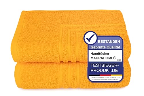 MAURAHOME - 2er Pack Badvorleger, Frottee Duschvorleger, 100% Baumwolle Badematte 50x70cm, Badteppich Orange, Badvorleger rutschfest Waschbar, Badezimmerteppich, Schnelltrocknend Duschvorleger von MAURAHOME
