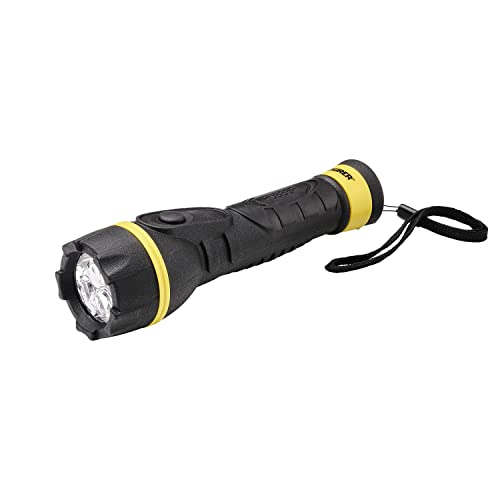 LED-Taschenlampe, 1 Watt, mit rutschfestem Gummi, IP44-Schutz, 55 Lumen, 2 AA-Batterien (nicht im Lieferumfang enthalten) von MAURER