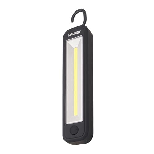 MAURER Professionelle LED-Taschenlampe, batteriebetrieben (4 AA), 260 Lumen, 3 W, mit Magnet und Aufhänger von MAURER