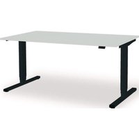 Schreibtisch levero H650-1250xB1600xT800mm anthrazitgrau/lichtgrau elektr. Mauser von MAUSER