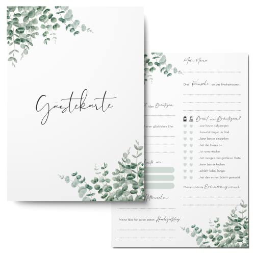 MAVANTO 50x Gästekarten Hochzeit zum Ausfüllen - Wunderschöne Gästebuchkarten als Alternative zum Gästebuch (Eukalyptus) MAVANTO 50x Gästekarten Hochzeit zum Ausfüllen - Wunderschöne Gästebuchkarten als Alternative zum Gästebuch (Eukalyptus) von MAVANTO