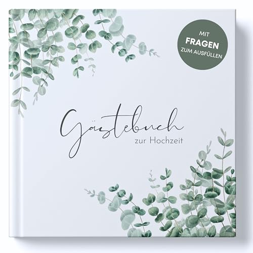 MAVANTO Gästebuch Hochzeit mit Fragen zum Ausfüllen - Hochwertiges Hochzeitsgästebuch für unvergessliche Erinnerungen (88 Doppelseiten, Eukalyptus) von MAVANTO