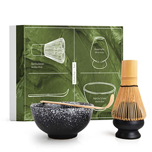 Matcha Set aus Besen, Schale, Löffel und Besenhalter - handgefertigtes Geschenk-Set für die traditionelle Zubereitung von Matcha Tee von MAVANTO