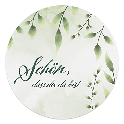 Aufkleber Schön dass du da bist 4,5 cm - Hochzeit Sticker ideal für Gastgeschenk in vielen verschiedenen Designs (20x Stück, Buchsbaum) von MAVANTO