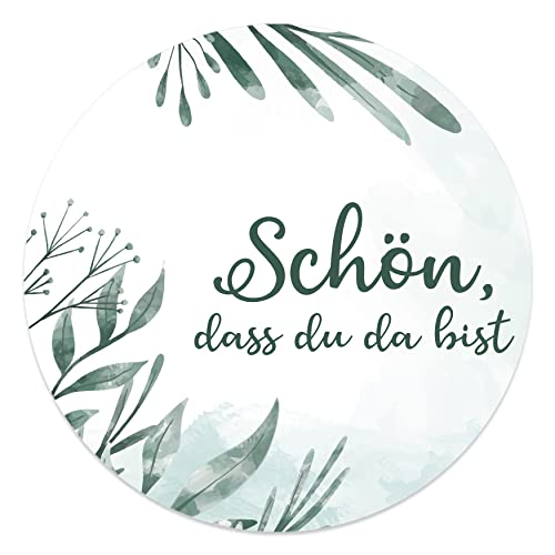 Aufkleber Schön dass du da bist 4,5 cm - Hochzeit Sticker ideal für Gastgeschenk in vielen verschiedenen Designs (20x Stück, Blütenstrauch) von MAVANTO