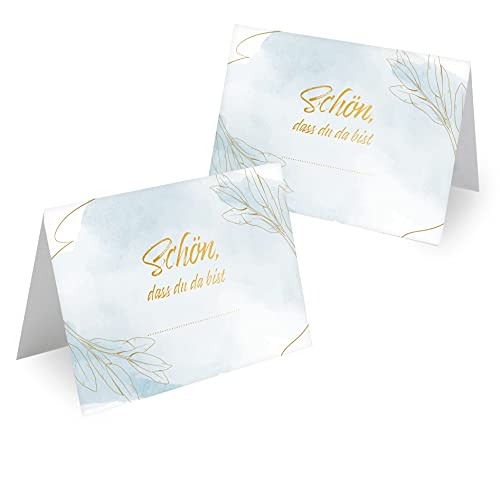Tischkarten Hochzeit Geburtstag DIN A7 - Design Platzkarten zum Beschriften in vielen verschiedenen Designs (50x Stück, Goldblätter) von MAVANTO