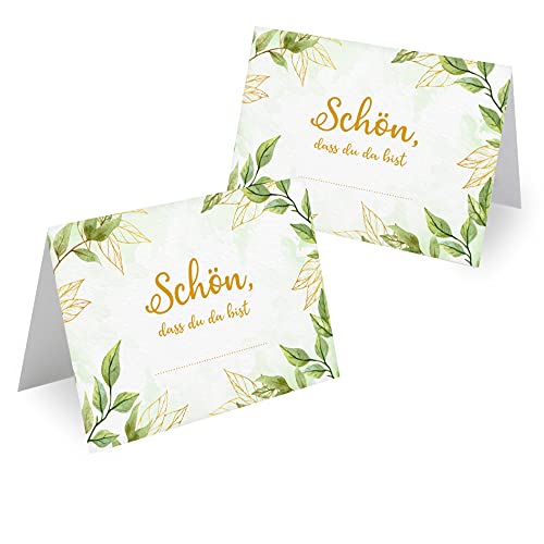 Tischkarten Hochzeit Geburtstag DIN A7 - Design Platzkarten zum Beschriften in vielen verschiedenen Designs (50x Stück, Immergrün) von MAVANTO