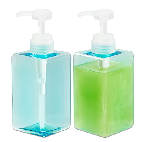 Seifenspender Kunststoff, Pumpspender Plastik, Leere Pumpflasche für Bad, Küche- Shampoo/Dusche/Conditioner/Lotions, 2er-Set 450ml (Blau) von MAVERLL