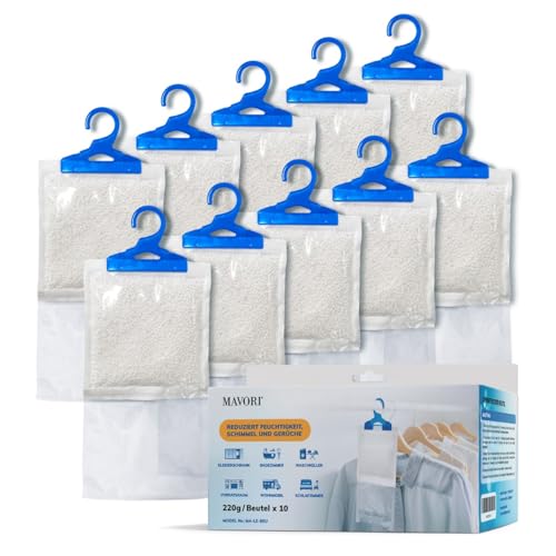 MAVORI 10er Set XL Luftentfeuchter zum Aufhängen I Luftentfeuchter Beutel I Entfeuchter Schrank und Feuchtigkeitsabsorber für Räume gegen Feuchtigkeit, Schimmel und Gerüche I bis zu 500ml je Beutel MAVORI 10er Set XL Luftentfeuchter zum Aufhängen I Luftentfeuchter Beutel I Entfeuchter Schrank und Feuchtigkeitsabsorber für Räume gegen Feuchtigkeit, Schimmel und Gerüche I bis zu 500ml je Beutel von MAVORI