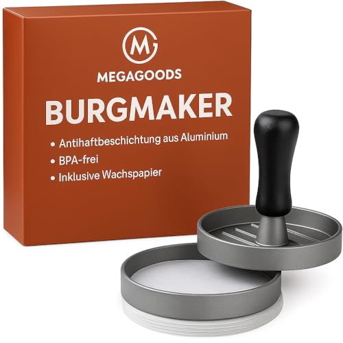 Burgerpresse Aluminium antihaft mit Wachspapier für BBQ Grill DE. von MAVURA