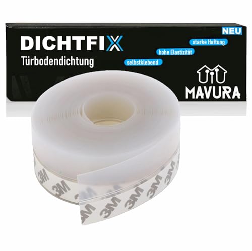 DICHTFIX Silikon Dichtungsstreifen Tür Abdichtung Silikondichtstreifen, (Selbstklebend), Türdichtung Zugluftdichtung Zugluftstopper Türbodendichtung von MAVURA