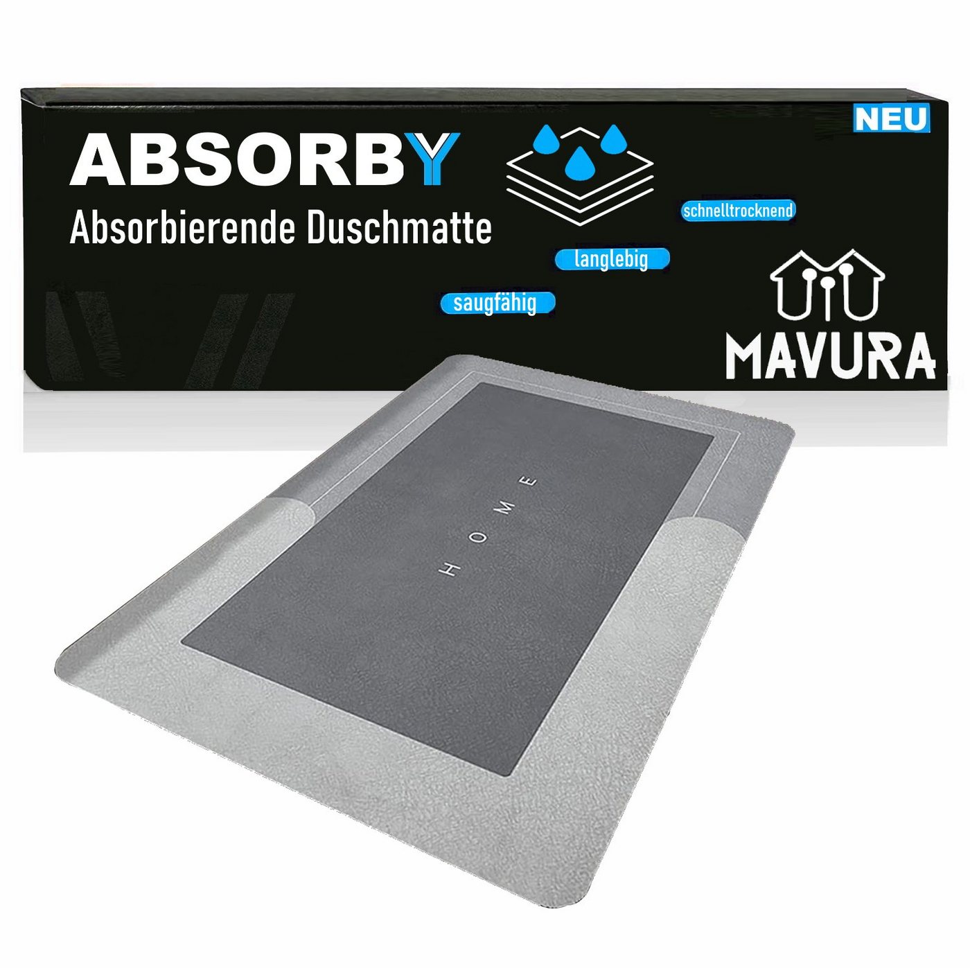 Duschmatte ABSORBY Super absorbierende Badematte Bodenmatte Duschvorleger MAVURA, Badvorleger Badezimmer Badteppich Duschvorlage rutschfest von MAVURA