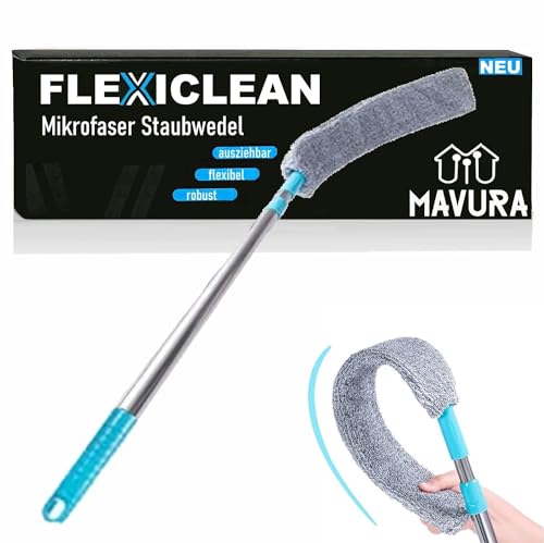 FLEXICLEAN Flexibler Staubwischer Mikrofaser Staubwedel Teleskop, Staubfänger Spalt Staubreiniger waschbar ausziehbar von MAVURA