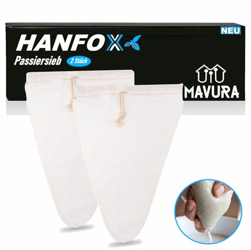 HANFOX Nussmilchbeutel Passiertücher Filtertücher Nussbeutel Milchbeutel Filter Tücher Abseihtuch für Mandelmilch Reismilch Hafermilch Käse Saft Kaffee [2er Set] von MAVURA