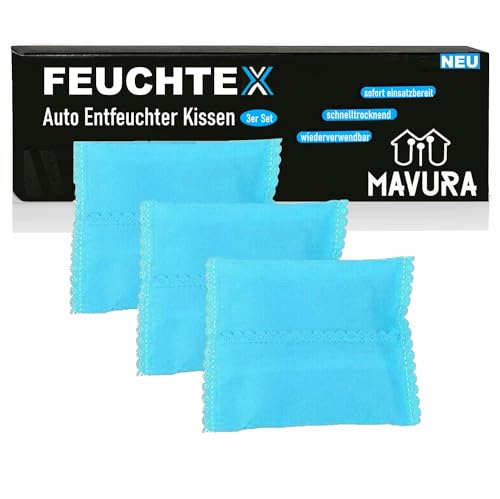 FEUCHTEX Auto Entfeuchter Luftentfeuchter Kissen Raumentfeuchter Luft, Feuchtigkeitskiller wiederverwendbar [3er Set] von MAVURA