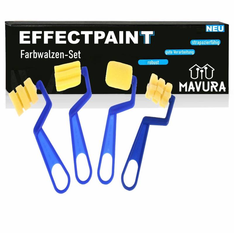 MAVURA Farbwalze EFFECTPAINT Farb Roller Muster Maler Set Struktur, Effekt Relief Walze Effektroller 4-teilig von MAVURA