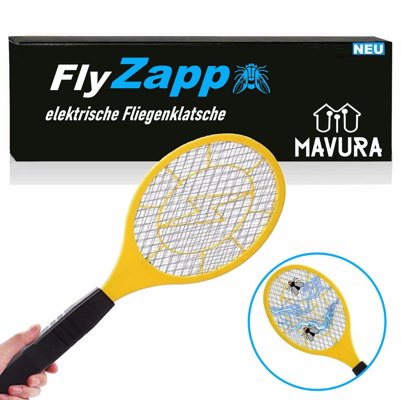 MAVURA Fliegenklatsche FlyZapp elektrische Fliegenklatsche Fliegenfalle Mückenfalle, Mücken vernichter elektrisch von MAVURA