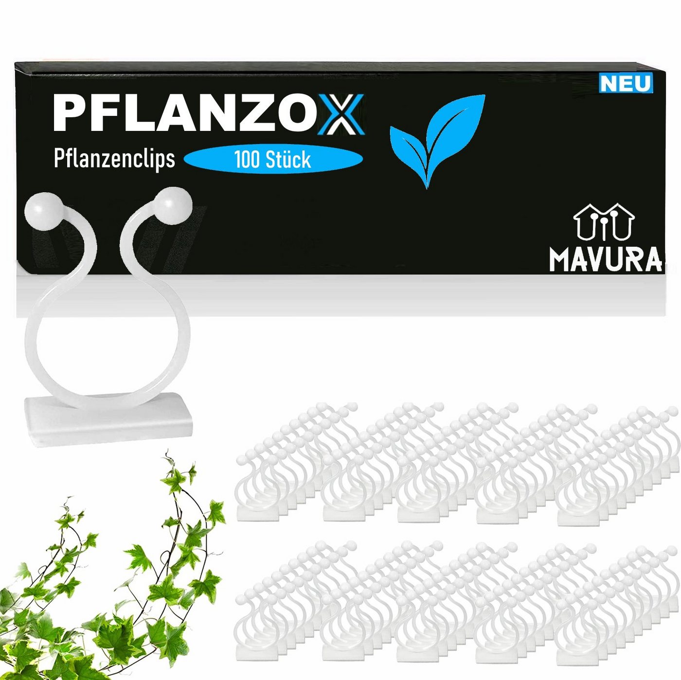 MAVURA Rankhilfe PFLANZOX Pflanzenclips Rankhilfe für Kletterpflanzen Blumenklammern, PFLANZOX Pflanzenclips Rankhilfe für Kletterpflanzen Blumenklammern, Pflanzenklammern Tomatenclips Wand Pflanzen Klammern Clips 100 Stück von MAVURA