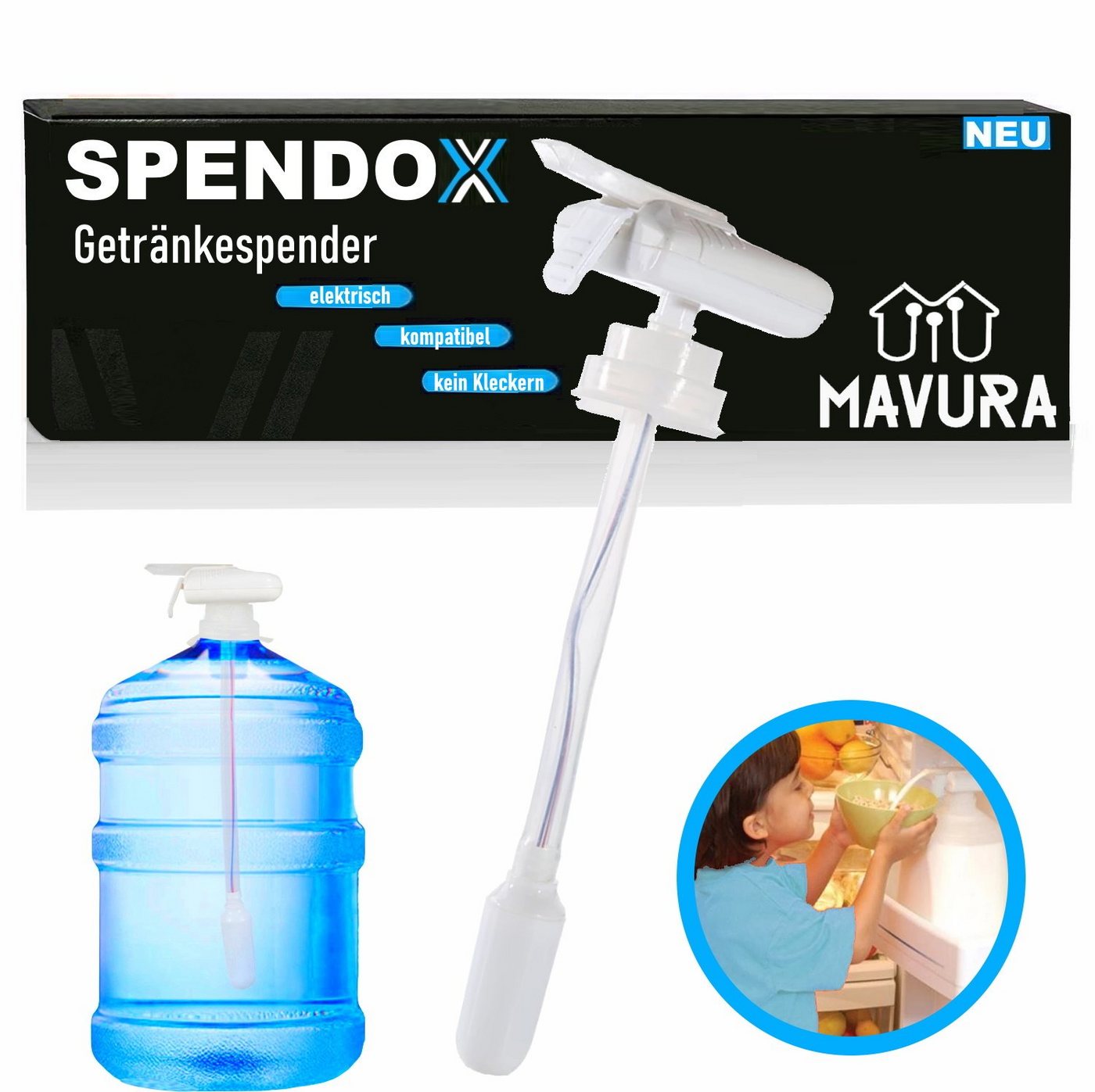 MAVURA Getränkespender SPENDOX Trinkwasserpumpe elektrische Flaschenwasser Pumpe, Wasserspender Zapfhahn von MAVURA
