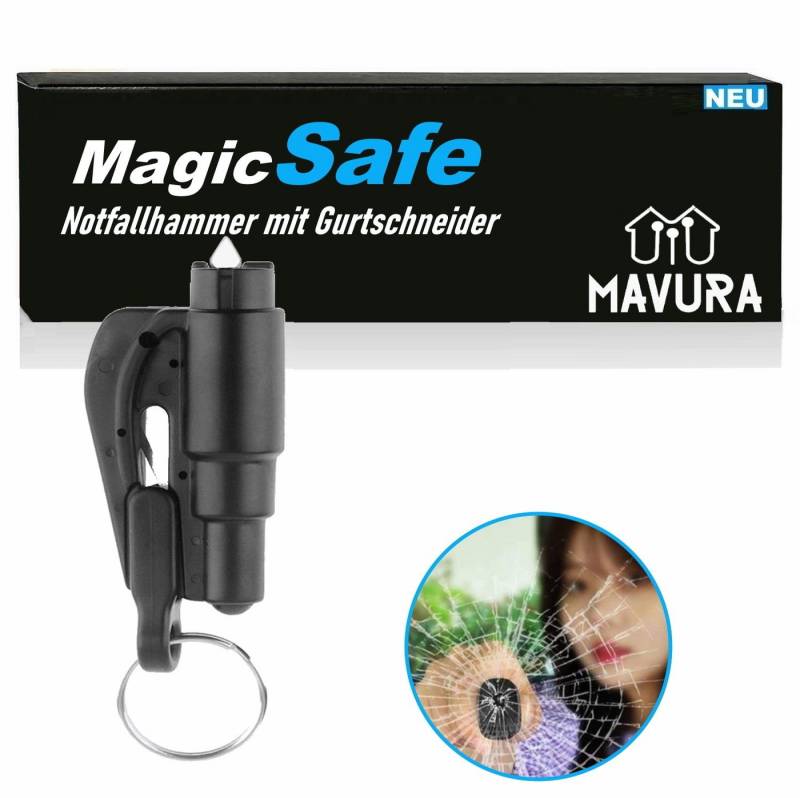 MAVURA Hammer MagicSafe Notfallhammer Rettungswerkzeug mit, Gurtschneider Auto Glashammer Glasbrecher Autohammer von MAVURA