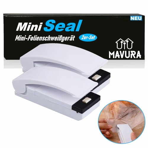 MiniSeal Mini Folienschweißgerät Vakuumierer Vakuumiergerät, Handschweißer Einschweißgerät Portabler Tüten Verschweißer [2er Set] von MAVURA