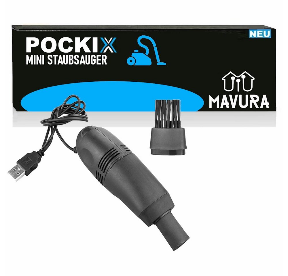 MAVURA Handstaubsauger POCKIX Mini Staubsauger USB Schreibtisch Tastatur, Auto Computer Sauger mit Licht & 2 Aufsätzen von MAVURA