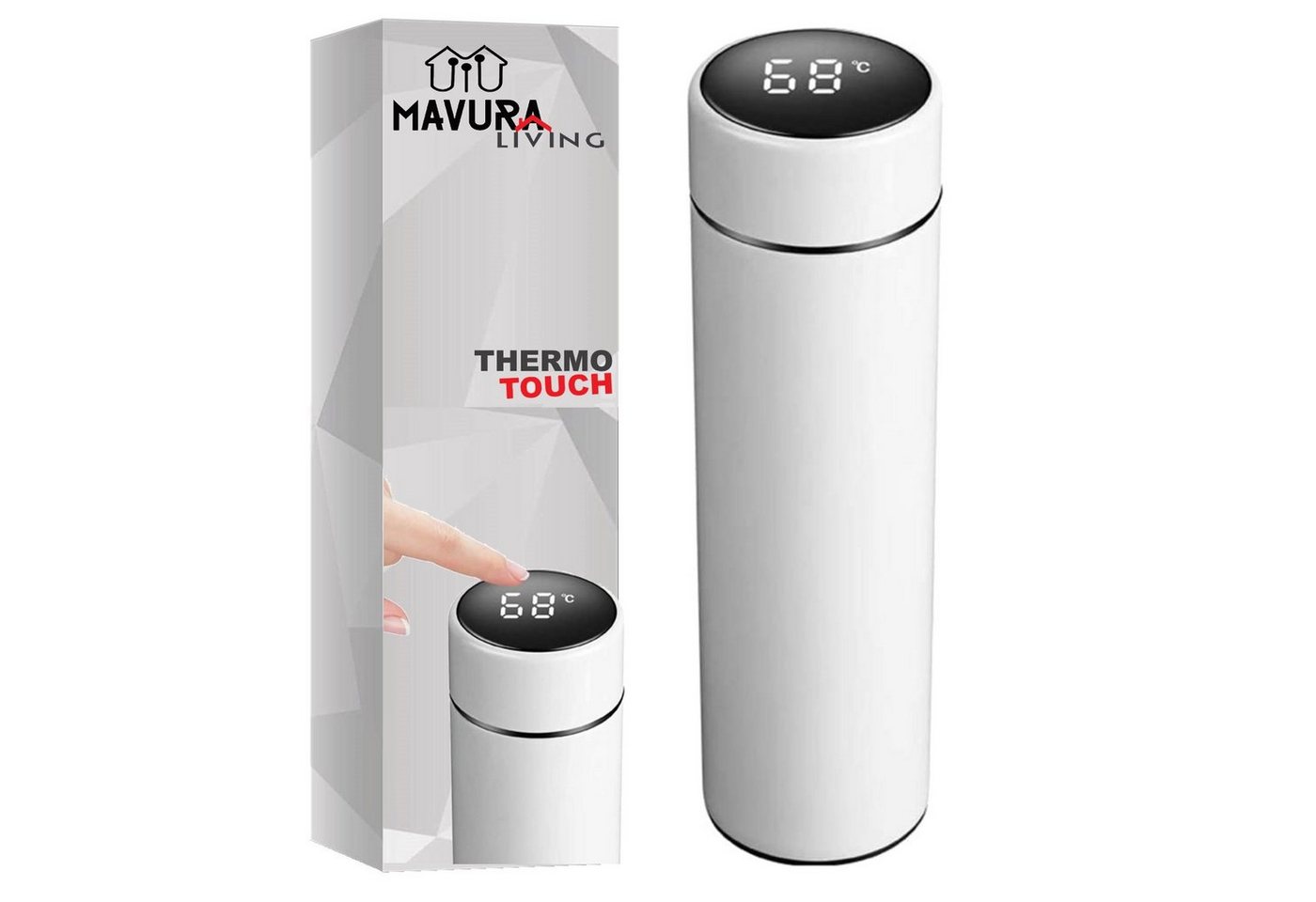 MAVURA Isolierkanne ThermoTouch Smarte Thermoskanne Edelstahl Thermosflasche Kaffeekanne Teekanne Isolierflasche LED Temperaturanzeige von MAVURA