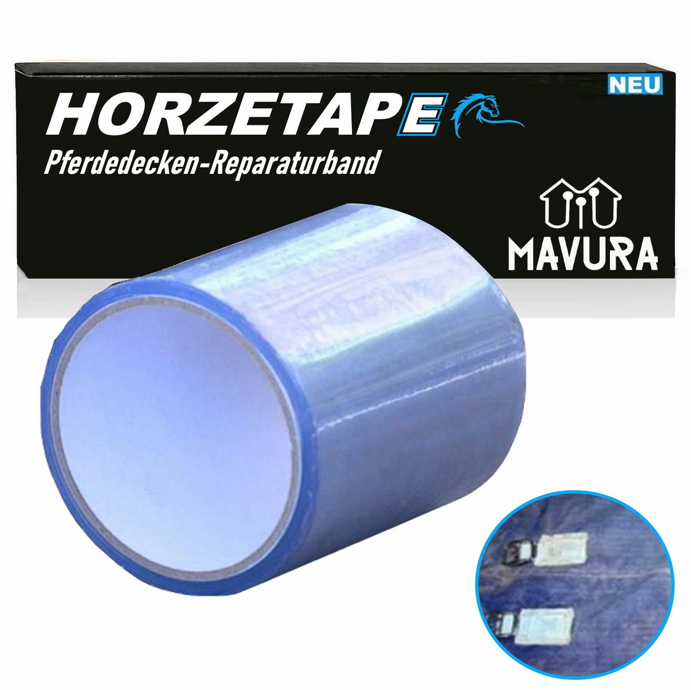 MAVURA Klebeband HORZETAPE Reparaturband Pferdedecken Pferde Decken-Reparatur-Kit Decken Reparatur Set Deckenreparatur (8,66€/m) von MAVURA