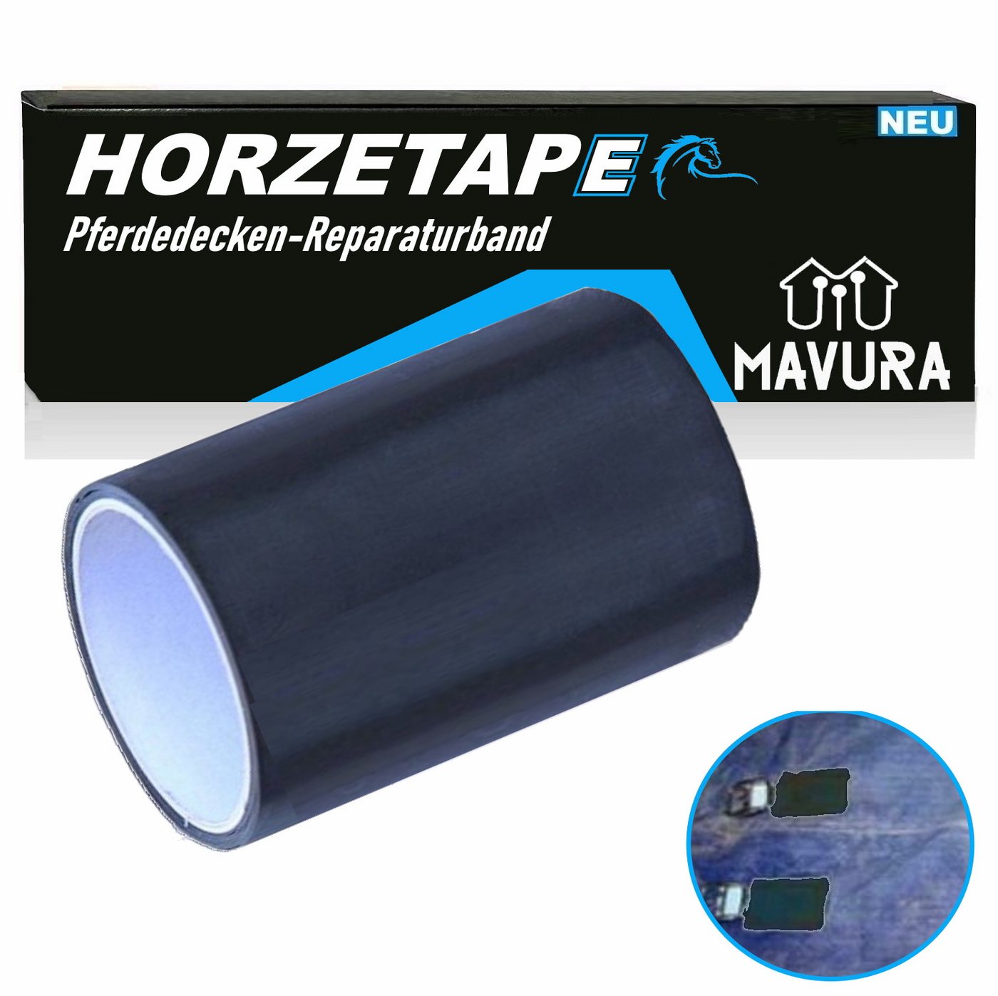 MAVURA Klebeband HORZETAPE Reparaturband Pferdedecken Pferde Decken-Reparatur-Kit Decken Reparatur Set Deckenreparatur (8,66€/m) von MAVURA