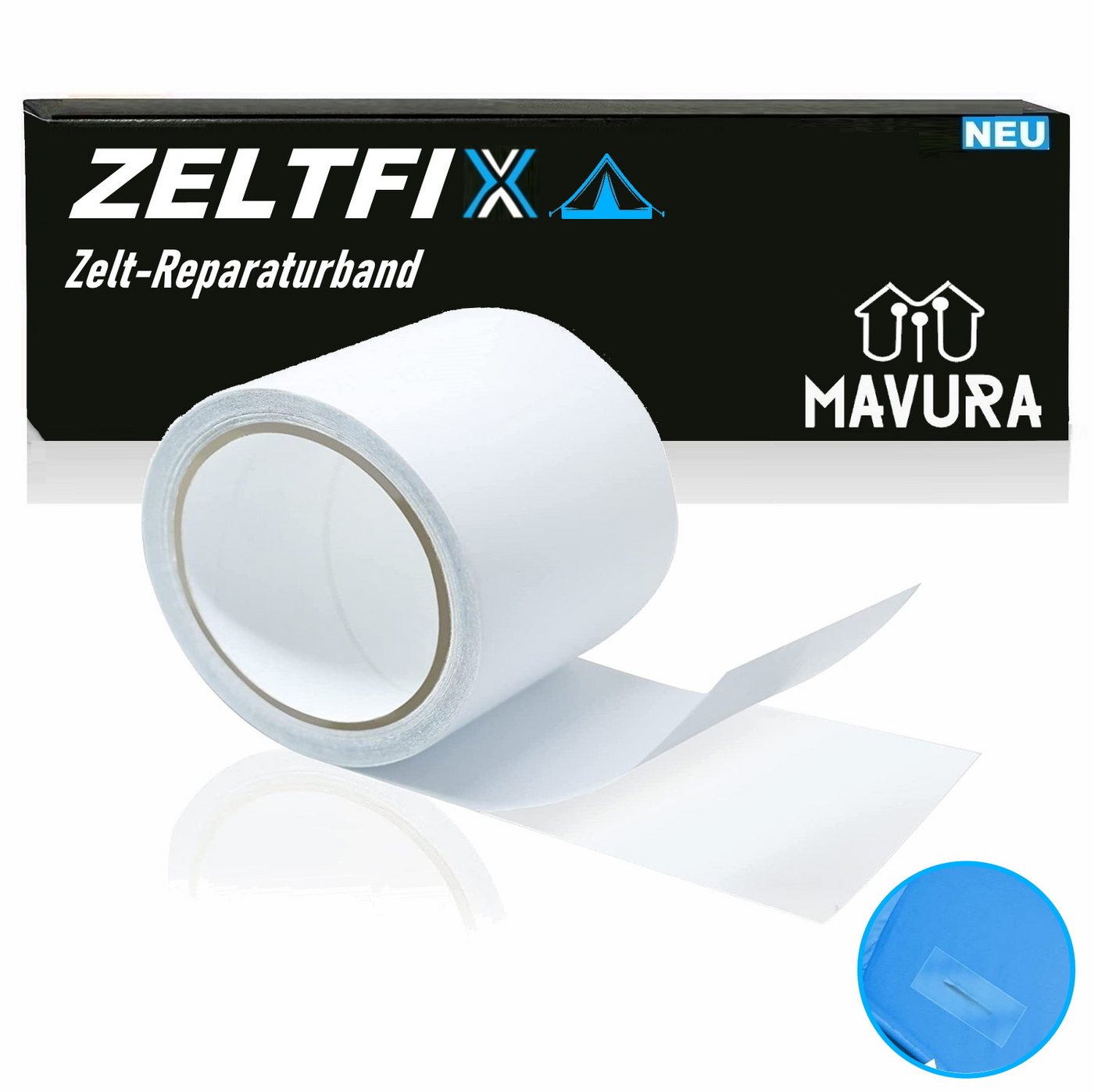 MAVURA Klebeband ZELTFIX Reparatur Klebeband wasserdicht Unterwasser Abdichtband (Wasserdichtes Reparaturband zum abdichten und reparieren) für Pool, Zelt, Plane, Dachrinne, Schlauchboot, Reparaturset Flicken von MAVURA