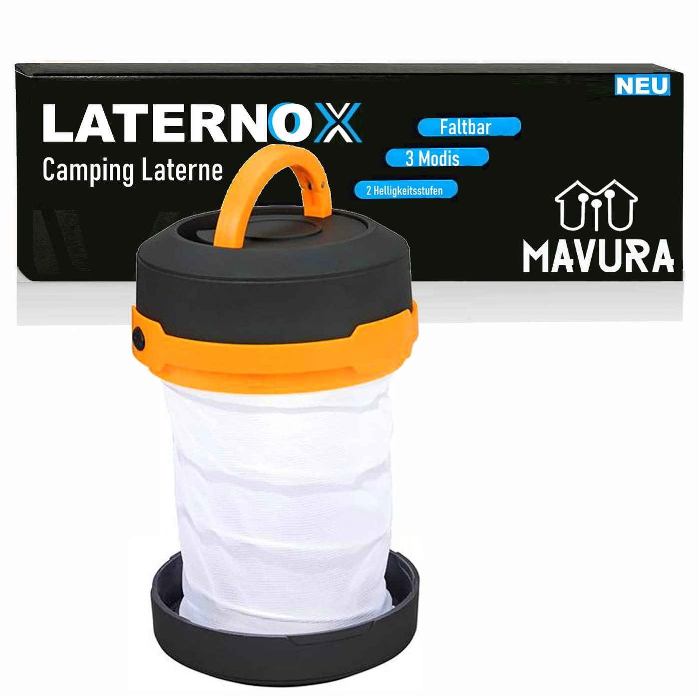 MAVURA LED Laterne LATERNOX Camping Outdoor Lampe Hängeleuchte Standleuchte, Taschenlampe, Campinglampe faltbar wasserdicht, Campingleuchte von MAVURA