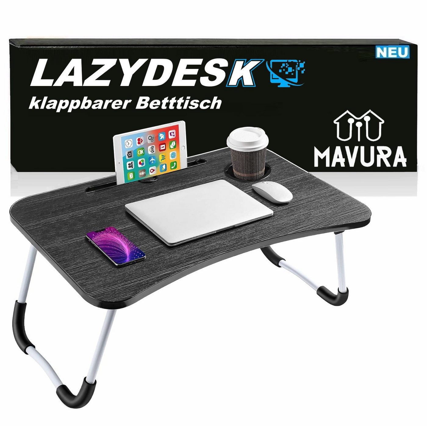 MAVURA Laptoptisch LAZYDESK Klappbarer Betttisch Notebooktisch Notebook, Laptop Betttablett Bett Tablett Tisch PC Ständer von MAVURA