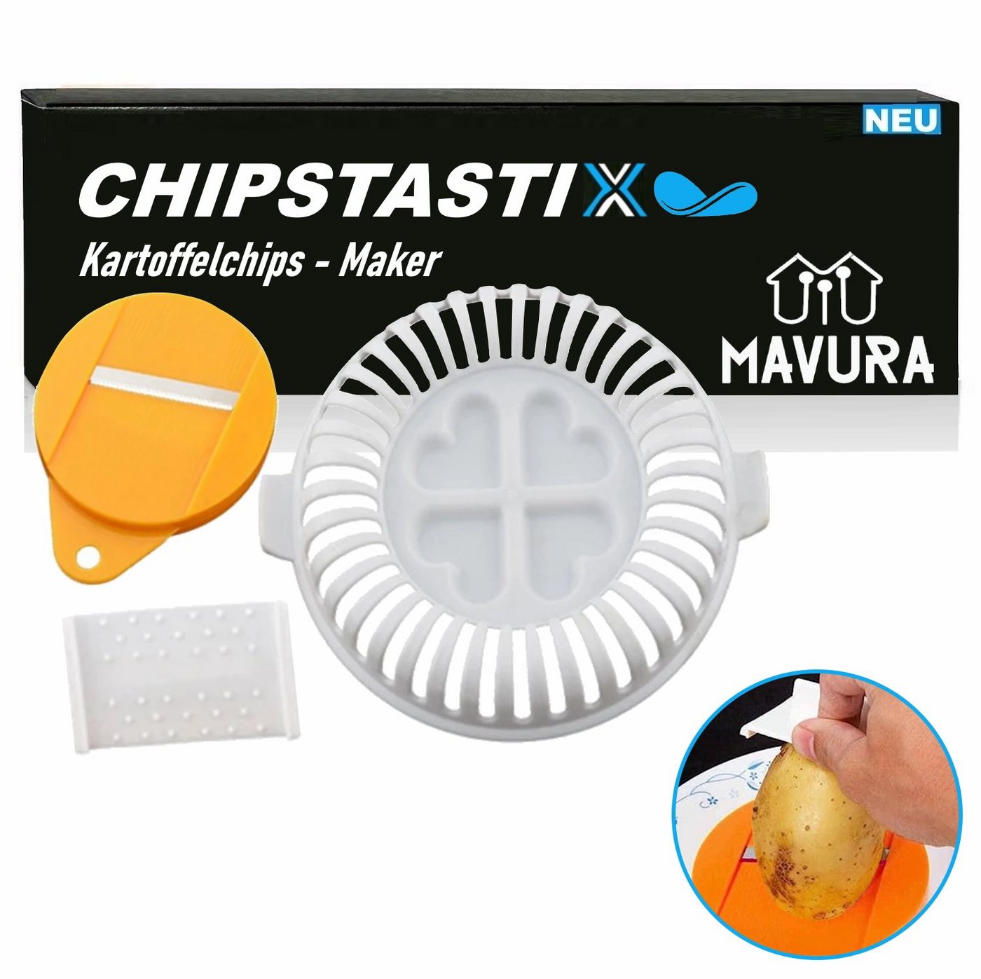 MAVURA Mikrowellenbehälter CHIPSTASTIX Kartoffelchips Maker Chips Röster Kartoffel, Grill DIY Form Chipsmaker für die Mikrowelle von MAVURA