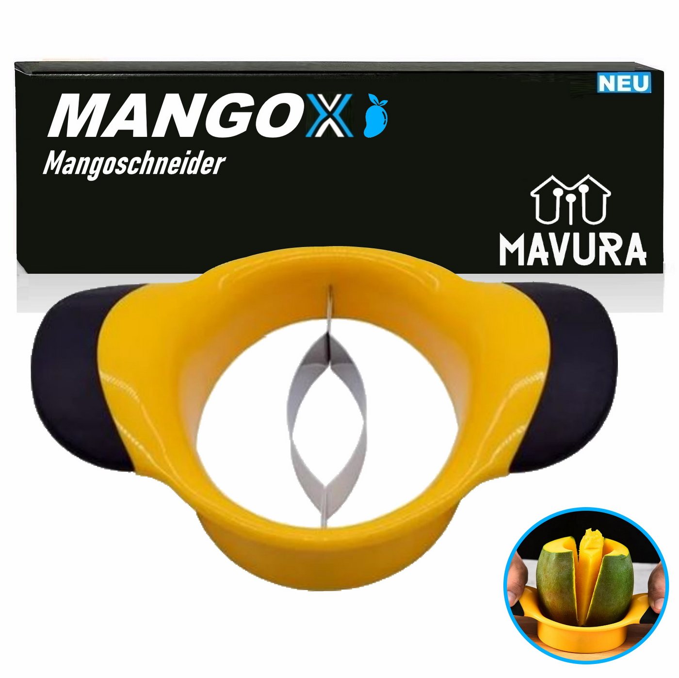 MAVURA Obstschneider MAVURALiving Mangoschneider Mangoentkerner Birnenteile Mangoschäler Mangoteiler Mango Obst Teiler Mango Slicer von MAVURA