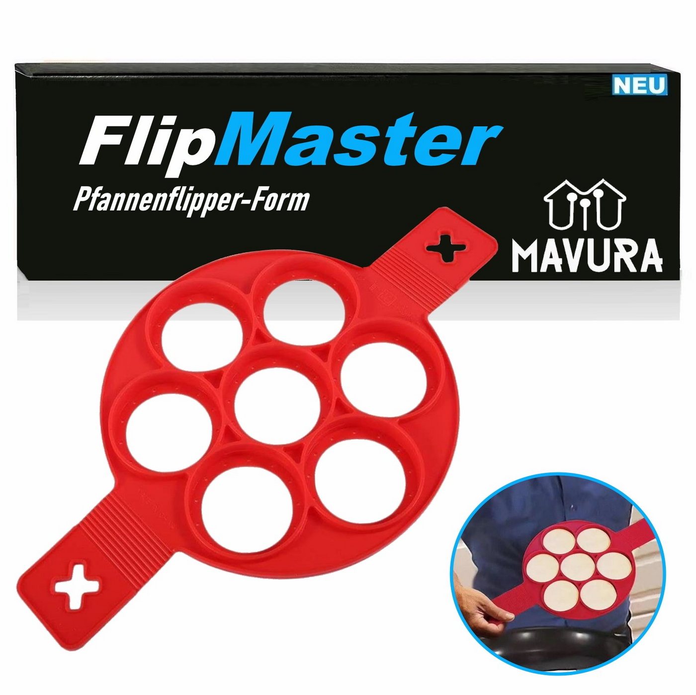 MAVURA Pfannenwender FlipMaster Flipper-Form Pfannenwender Silikon Eier, Pfannkuchen Maker Omelett Wender Küchenhelfer Backform von MAVURA