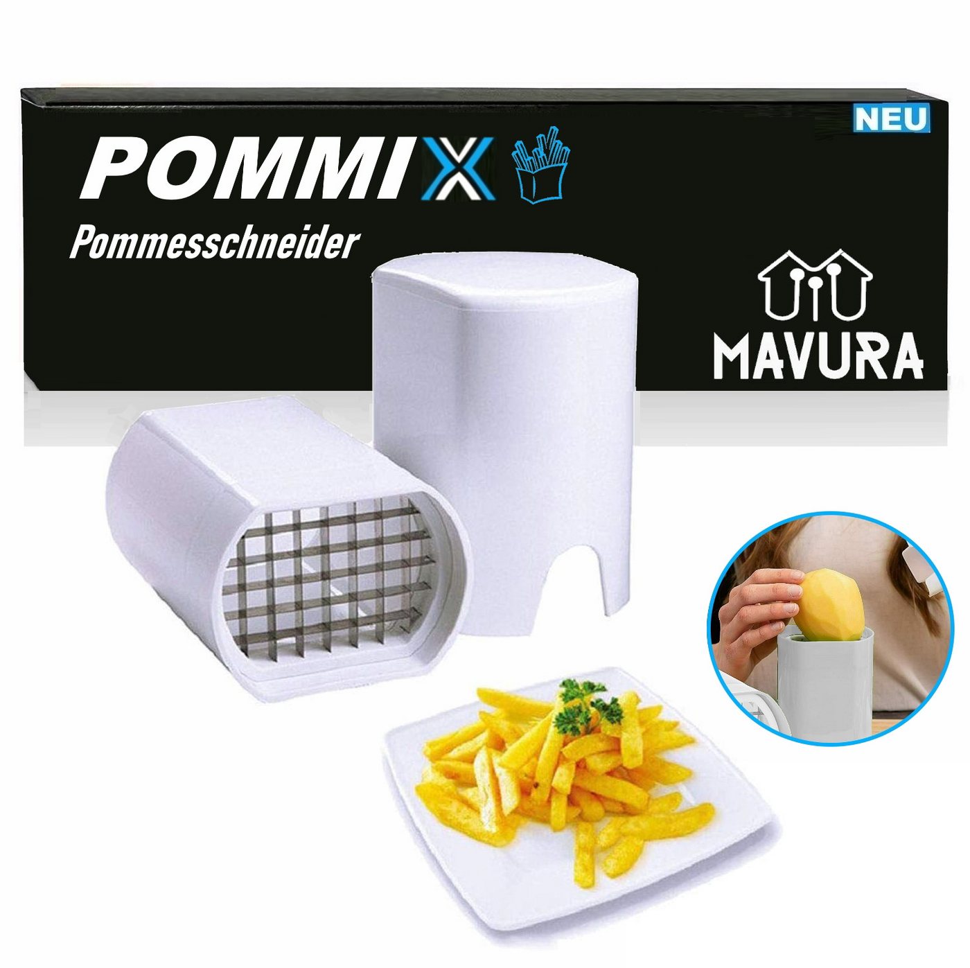 MAVURA Pommesschneider POMMIX Pommesschneider Kartoffelschneider Pommes Frites Maker, Schneider Frittenschneider von MAVURA