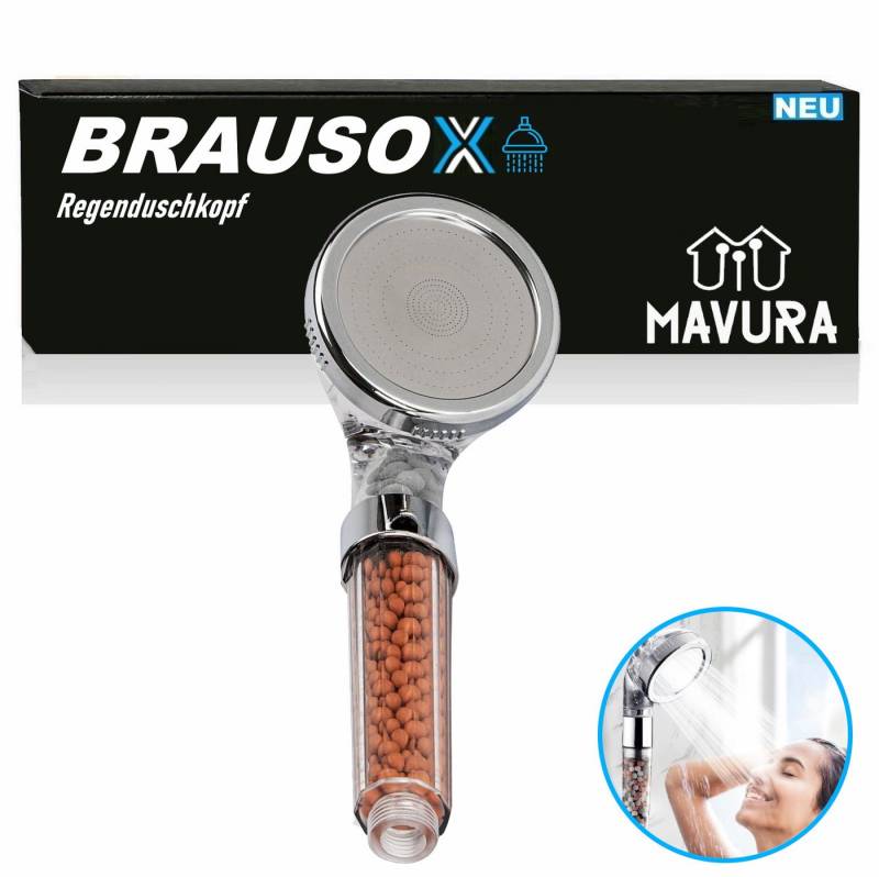 MAVURA Regenduschkopf BRAUSOX Handbrause Druck Wasserspar Duschkopf Lonic Filtration, Duschbrause Brausekopf Brause Dusche Regendusche von MAVURA