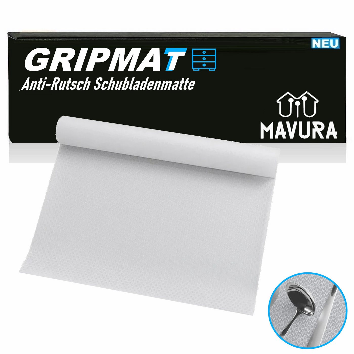 MAVURA Schubladenmatte Ruhhy Schubladen Anti Rutsch Matte Antirutschmatte zuschneidbar, Rutschfeste Unterlage Schrank Schuhschrank Kühlschrank Regal Matte von MAVURA