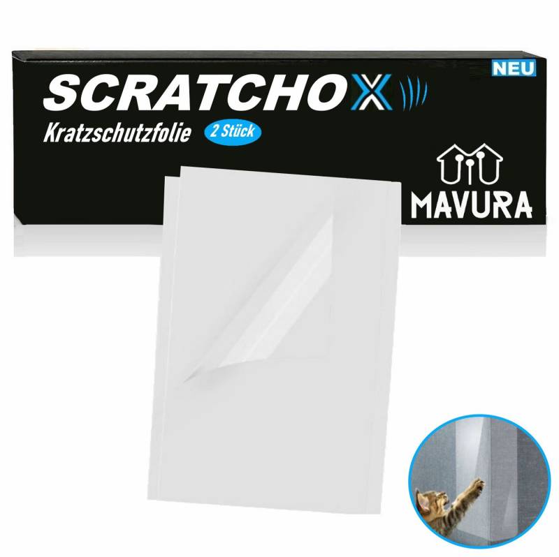 MAVURA Sofaschoner SCRATCHOX Kratzschutz Möbelschutz Kratzschutzfolie Kratzmatte, Sofa Tür Wand Selbstklebend Katze [2er Set] von MAVURA