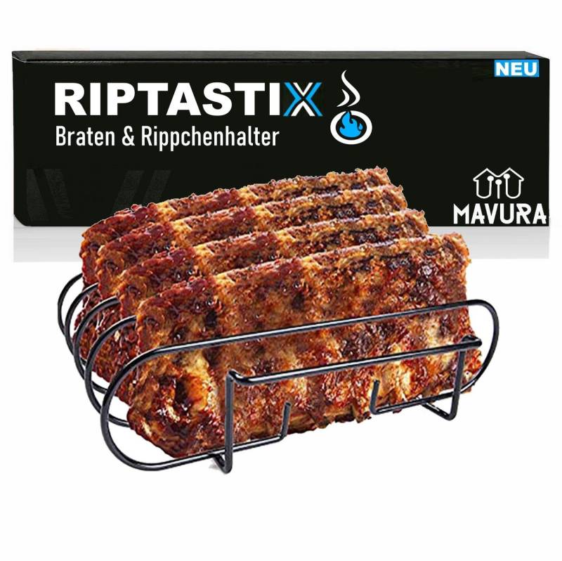 MAVURA Sparerib-Halter RIPTASTIX Rippchenhalter Braten & Ripchen Halter Spareribs Ständer, Grill Steak Koteletts Halter Grillen Smoker Holzkohle- & Gasgrill von MAVURA